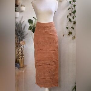 House of Harlow 1960 Crochet Knit Lined Midi Skirt Size XS
